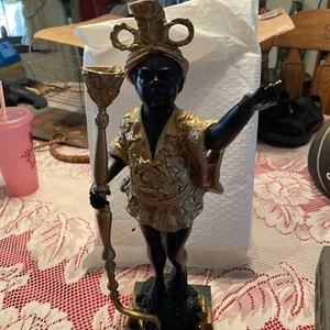 Antique Blackmoor Candlestick Venetian Resin Statue Hand Has Been Repaired - Picture 1 of 11