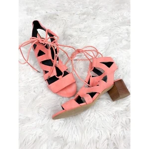 Rebecca Minkoff Issa Coral Pink Orange Gladiator Lace Up Block Heel Sandals 6 - Bild 1 von 6