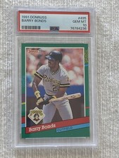 1991 Donruss Barry Bonds #495 Psa 10 Error No Dot After Inc 