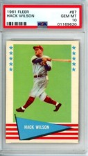 1961 Fleer Baseball All-Time Great SET BREAK   # 87   PSA 10 Hack Wilson