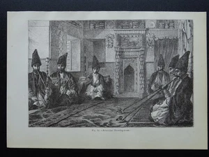 Albania ARMAENIAN SMOKING/DISEGNO stampa vittoriana originale di Figuier c1893 - Foto 1 di 2