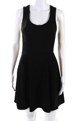Rachel Zoe Womens Pleated Scoop Neck Sleeveless Zip Up Mini Dress Black Size 4 - Image 1 of 4
