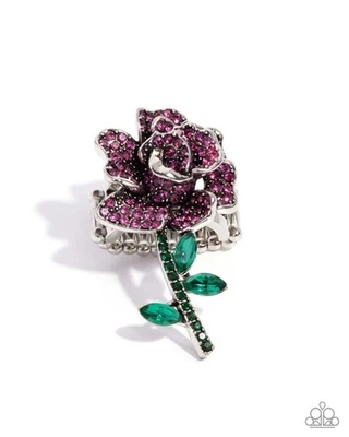 Paparazzi - Boutonniere Bling - Rosa - Fushia y Estrás Verde - Gema - Plata Foto 1 de 2