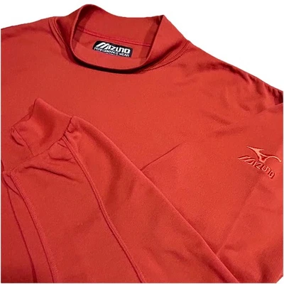 MIZUNO Mens L Breath Thermo Mock Neck Performance Burnt Orange Long Sleeve Shirt - Image 1 of 4