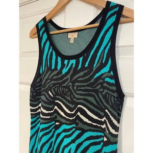 Banana Republic Issa London Zebra Animal Print Knit Tank Dress Stretch Bodycon M - Picture 1 of 8
