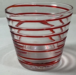 Mini vaso de vidrio lowball rojo antiguo remolino de colección 4 oz licor remolino elevado - Imagen 1 de 3