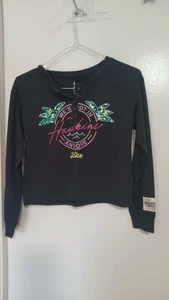 Justice x Stranger Things Girls Long Sleeve Henley Graphic T-Shirt-Black-S (7-8) - Picture 1 of 3