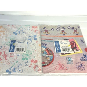 2 envolturas de regalo Disney NUEVO Mickey Pastel años 80 arte pop papel de envolver vintage - Imagen 1 de 8