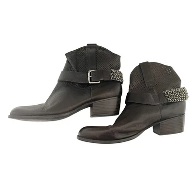 BCBG Generation Y2K FIFI Ankle Boots  Brown Leather Pull On Chains Western 9.5 - Image 1 of 3