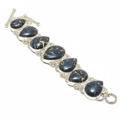 Attractive Turquoise Gemstone Chain Bracelet 925 Sterling Silver For Women - Image 1 of 4