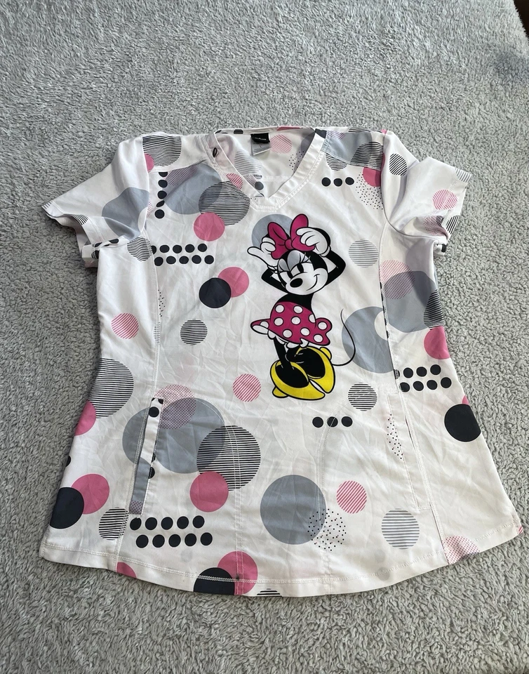 Women's Size Large Dickies Tooniforms Scrub Top "Minnie Mouse" - Image 1 of 4