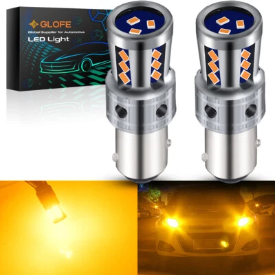 1157 BAY15D 1004 High Power Amber Yellow Light Bulbs Turn Signal LED Bulb Lamps - Image 1 of 4