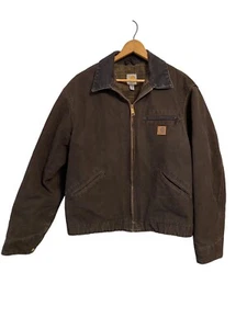 VINTAGE Carhartt Jacket Mens L T Brown Detroit Blanket Lined Workwear J97 DKB - Picture 1 of 6