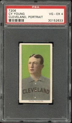 1909 - 11 T206 Cy Young 肖像 Piedmont 150 - PSA VG-EX 4 - 中心 - VSCARDS — 第 1/2 张图片
