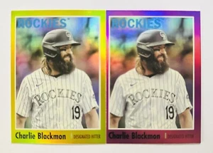 Charlie Blackmon Yellow & Pink Parallel Lot x 2 2024 Topps Archives Rockies - Picture 1 of 1