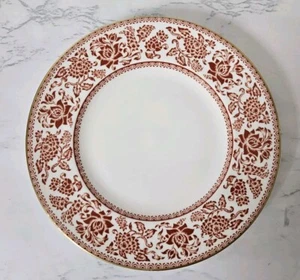 Plato de ensalada Wedgwood rojo damasco China Inglaterra patrón descontinuado vintage #32F - Imagen 1 de 10