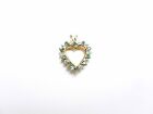 10K Yellow Gold Open Heart Emerald and Diamond Pendant