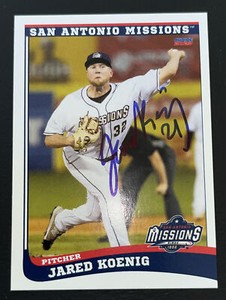 JARED KOENIG Signed 2023 San Antonio Missions Baseball Card 2022 A’s ROOKIE AUTO