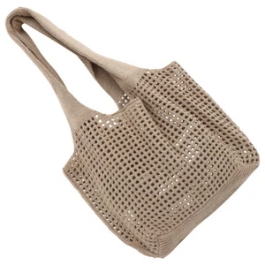 Woven Handbag Large Beach Tote Bag Hollowed out Crocheted Tote for Lady - Picture 1 of 12