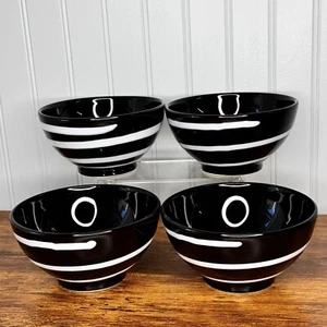 4 RARE Waechtersbach Germany Black White Bowls Dessert Cereal Soup Salad 5 5/8” - Picture 1 of 10