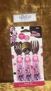 Disney Minnie Mouse 3 Piece Flatware (Folk and Spoon) Set easy to gasp handles - Picture 1 of 1