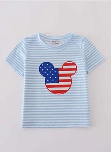 Boy's Boutique Patriotic Mouse Character Flag Red And Blue Top Shirt 4th of July - Picture 1 of 8