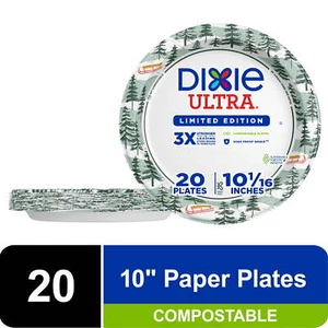 Dixie Ultra Holiday Disposable Paper Plates, 10", Multi-Color, 20 Count - Picture 1 of 7