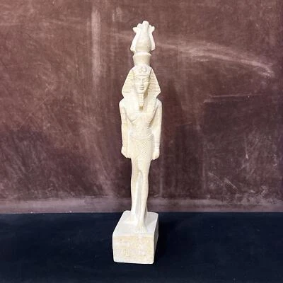 White stone statue pharaoh king Ramses II, marble stone Ramses II king figurine - Image 1 of 4