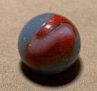 Vtg Rare Antique Peltier Glass Gray Blue Red & White Rainbo Marble 0.741”