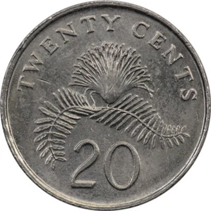 Singapore - 20 Cents - 1990 - Powder-puff Plant Frond - Picture 1 of 2