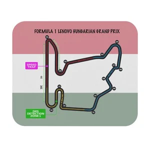 Formula One Mouse Pad featuring the Hungarian Grand Prix track layout and flag. - Picture 1 of 5