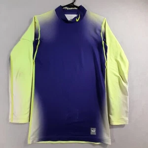 Nike Shirt Pro Combat Mens M Purple Neon Yellow purple fitted hyperwarm see pic - Picture 1 of 15