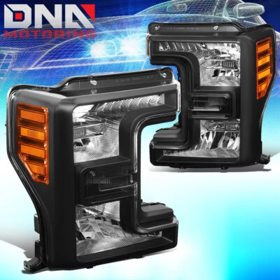 PARA FORD F250 SUPER DUTY 2017-2019 ESTILO OE FAROS DELANTEROS NEGRO ÁMBAR Foto 1 de 4