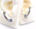 New Ear Cuff Pins Trails Upwards Pair Earrings White Gold Filled Wraps Rose