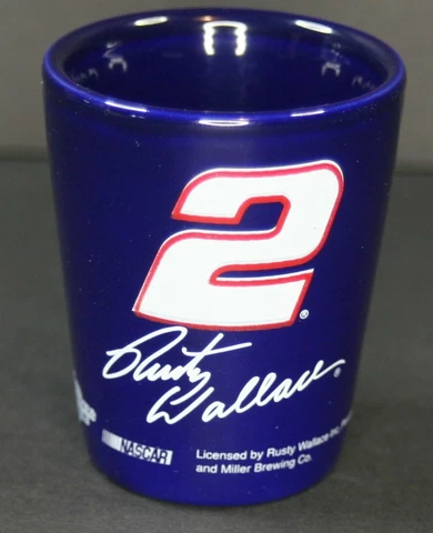 #2 Miller Lite Rusty Wallace Shot Glass Blue Penske Racing NASCAR Licensed Cover