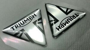 2pcs. Triumph Logo 3D Domed Stickers. Silver. 42x37 mm.