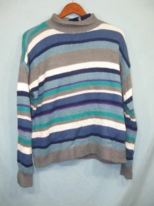 Suéter de manga larga a rayas grises, azules y verdes Chaps by Ralph Lauren para mujer - Imagen 1 de 5