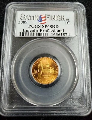 2009 P 1c Professional Life Lincoln Penny-PCGS SP68RD Satin Finish Label  - Image 1 of 4