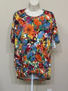 LulaRoe Women’s Multicolor Floral Print Short Sleeve Round Neck Soft T-Shirt XXS - Picture 1 of 10