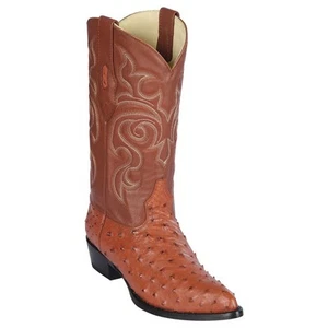 Los Altos Cognac J-Toe Genuine Ostrich Cowboy Western Boot (USA Mens Size 11.5) - Picture 1 of 1