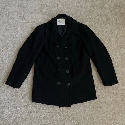 Abrigo de lana de doble botonadura de la Marina de los Estados Unidos 40 LARGO [GRANDE-XL] negro ancla hecho en EE. UU. Foto 1 de 4