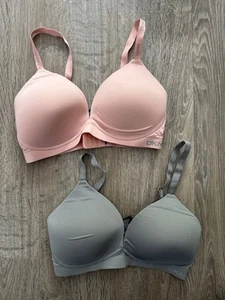 Damen DKNY 2er Pack BH ohne Bügel Größe S rosa und grau endlos Stretch Mikrofaser - Bild 1 von 4