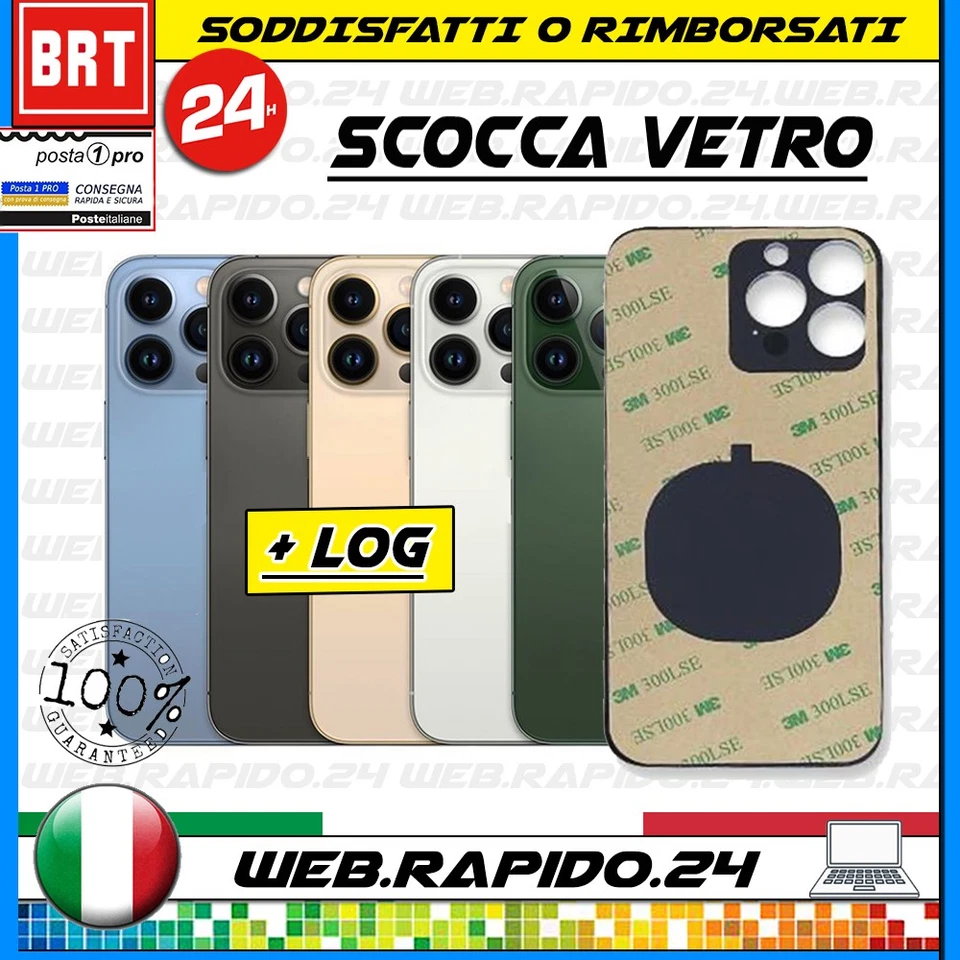 BACK COVER SCOCCA POSTERIORE VETRO + BIADESIVO PER APPLE IPHONE 13 PRO BIG HOLE  - Imagen 1 de 1