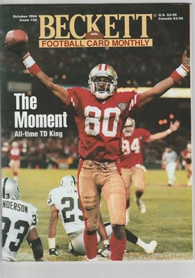 JERRY RICE BECKETT MAGAZINE OCTOBER 1994 FOOTBALL CARD PRICE GUIDE #55 SF 49ERS - Image 1 of 2