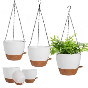 3 Pack Hanging Planter Indoor Outdoor Flower Pots 7/6.5/5 Inch, Self-Watering... - Picture 1 of 7