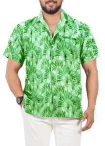 HAPPY BAY Mens Hawaiian Short Sleeve Button Down Shirts S Fern, Leaves - Picture 1 of 3