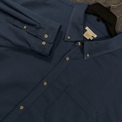 Carbon2Cobalt Shirt Mens 2XL Blue Button Down Long Sleeve Cotton Microdot Pocket - Image 1 of 4