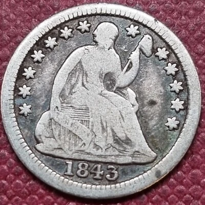 1843 Seated Liberty Half Dime 5c nicely Circulated #66532 - Image 1 of 2