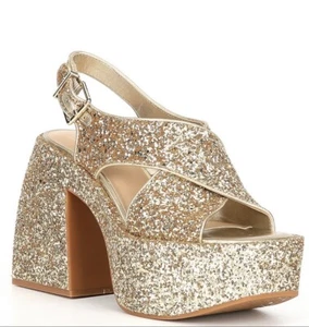Gianni Bini Friday Night Glitter Women’s Heels Size 8.5 Gold New - Picture 1 of 1