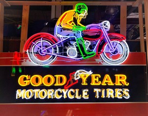 Large Stunning Goodyear Motorcycle Tires Automotive Neon Sign